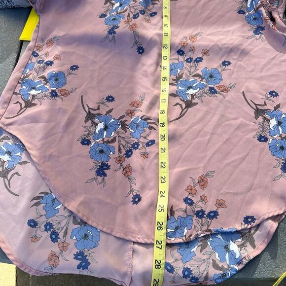 Sienna Sky, floral sheer, long top with V opening in back, women's size L - Picture 9 of 9